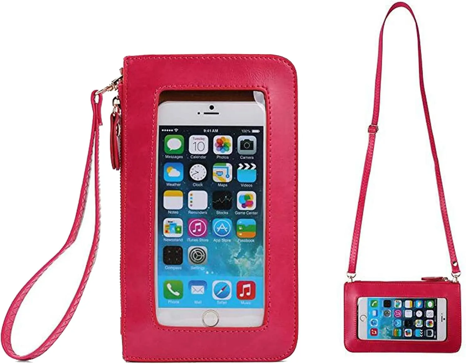 Multi-Functional Clear Window Crossbody Bag Phone Purse Wallet Case Wristlet Bag Adjustable Strap For Travel