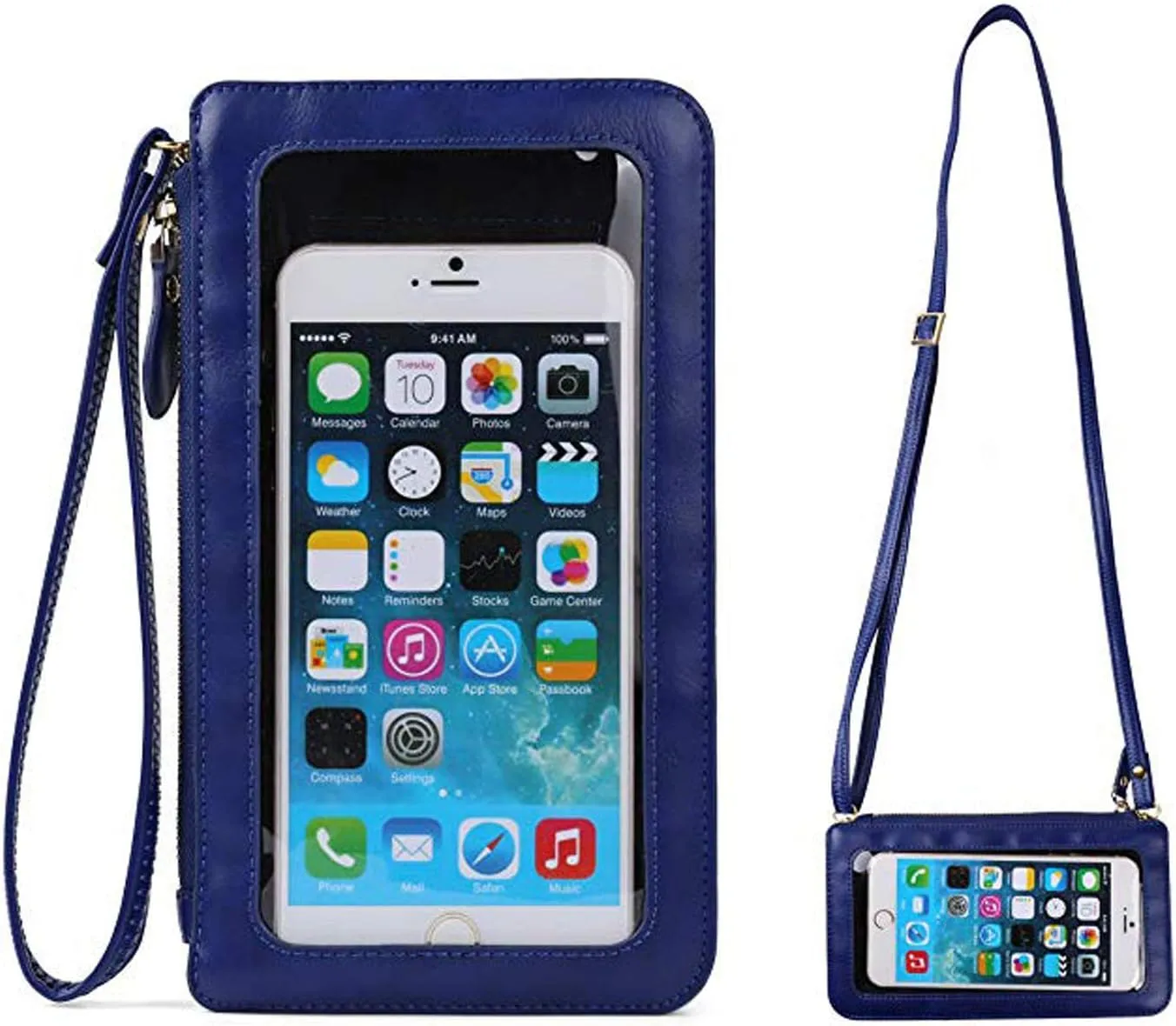 Multi-Functional Clear Window Crossbody Bag Phone Purse Wallet Case Wristlet Bag Adjustable Strap For Travel