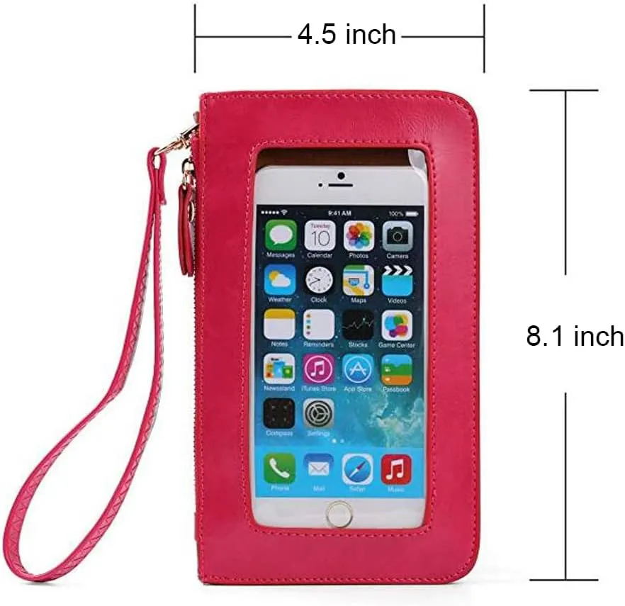Multi-Functional Clear Window Crossbody Bag Phone Purse Wallet Case Wristlet Bag Adjustable Strap For Travel