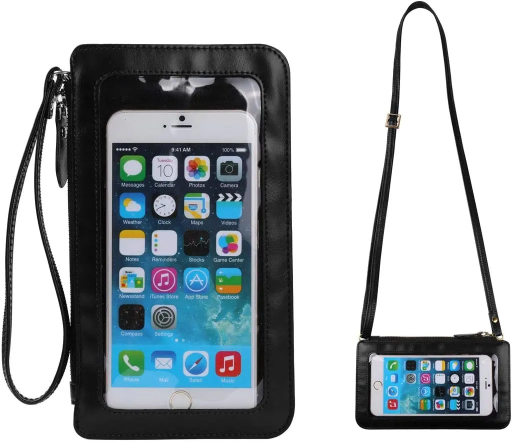 Multi-Functional Clear Window Crossbody Bag Phone Purse Wallet Case Wristlet Bag Adjustable Strap For Travel