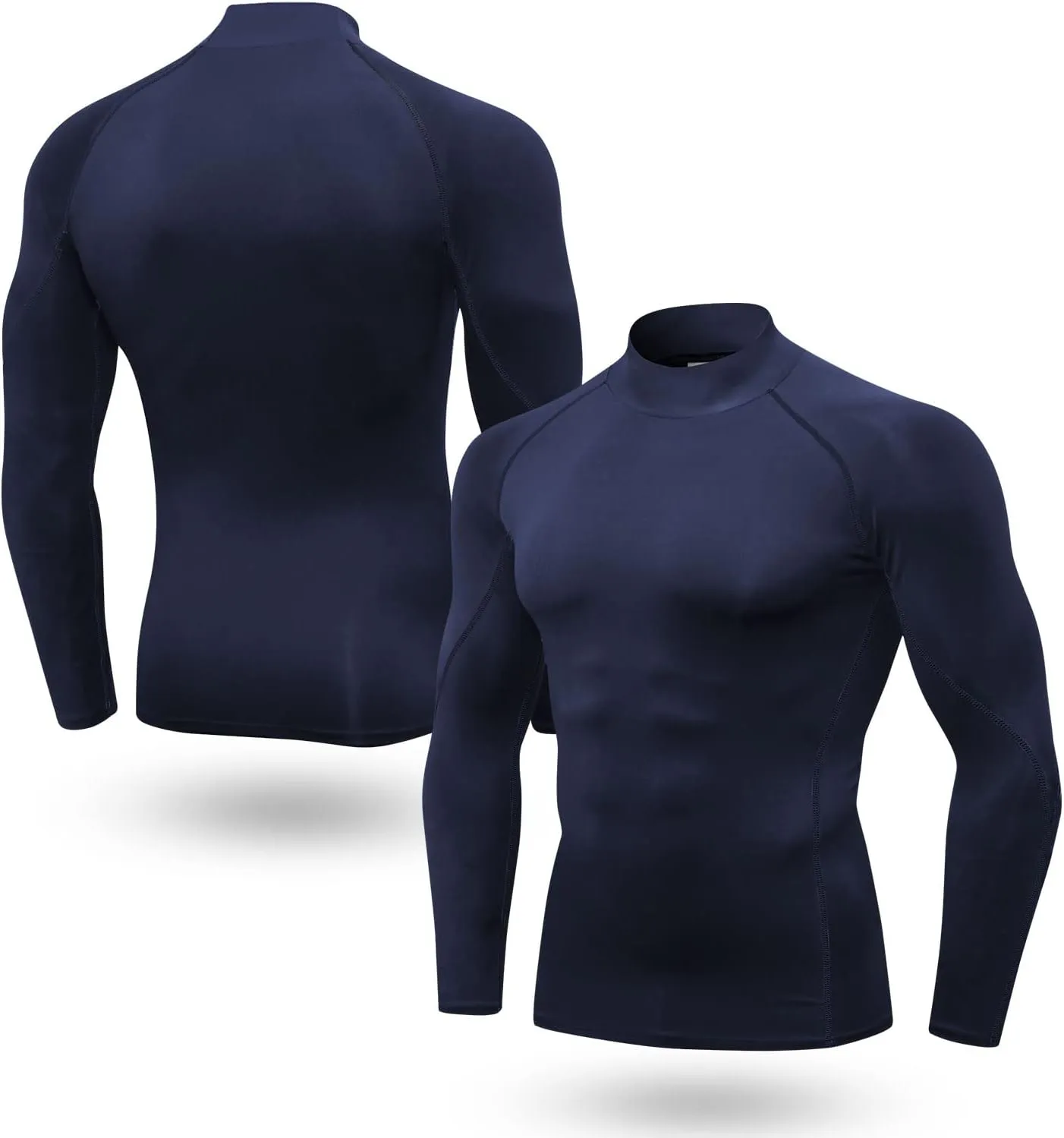 Odoland Mens 3 Pack Compression Long Sleeve Shirts, Athletic Workout Shirts, Sports Undershirt Quick Dry Base Layer Top
