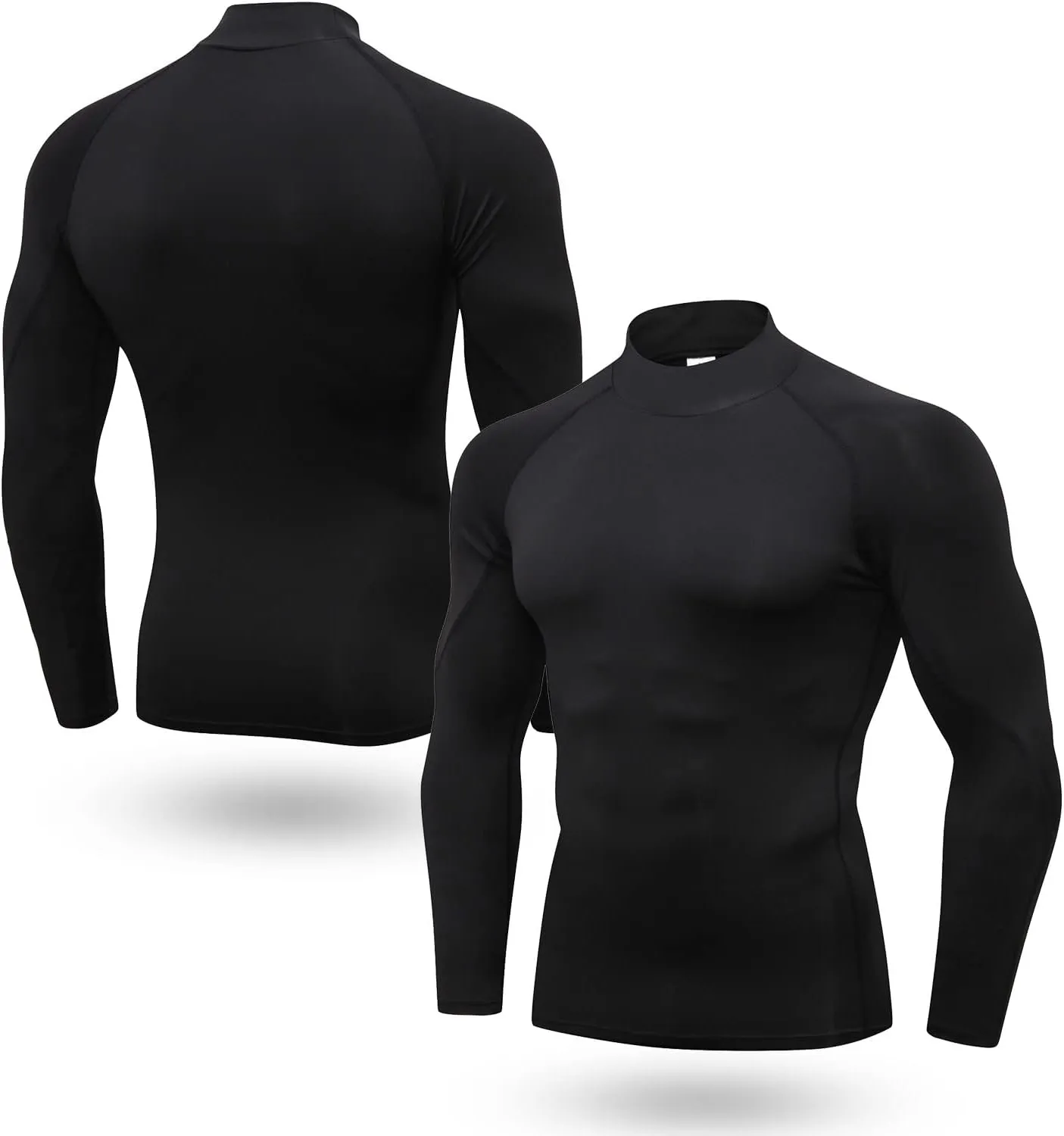 Odoland Mens 3 Pack Compression Long Sleeve Shirts, Athletic Workout Shirts, Sports Undershirt Quick Dry Base Layer Top