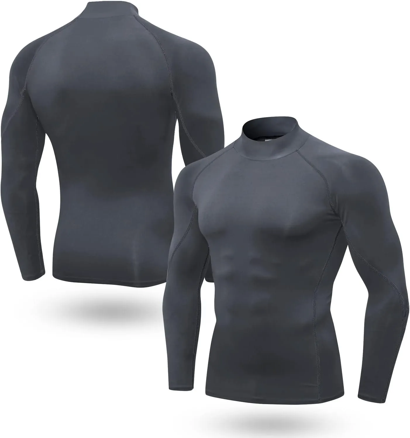 Odoland Mens 3 Pack Compression Long Sleeve Shirts, Athletic Workout Shirts, Sports Undershirt Quick Dry Base Layer Top
