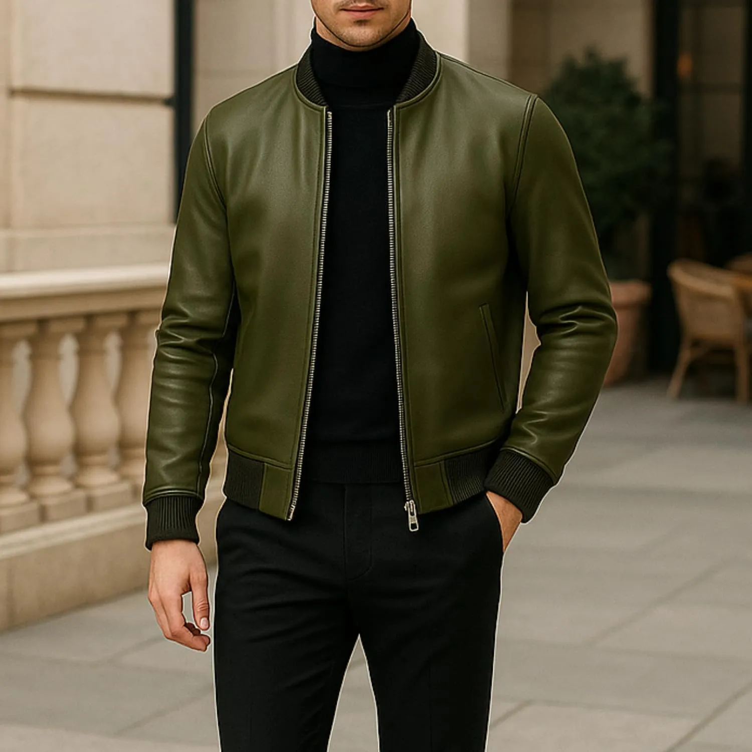 Premium Lambskin Leather Bomber Jacket for Men & Women  Trendy, Lightweight, Soft Real Leather with Relaxed Fit  All Season