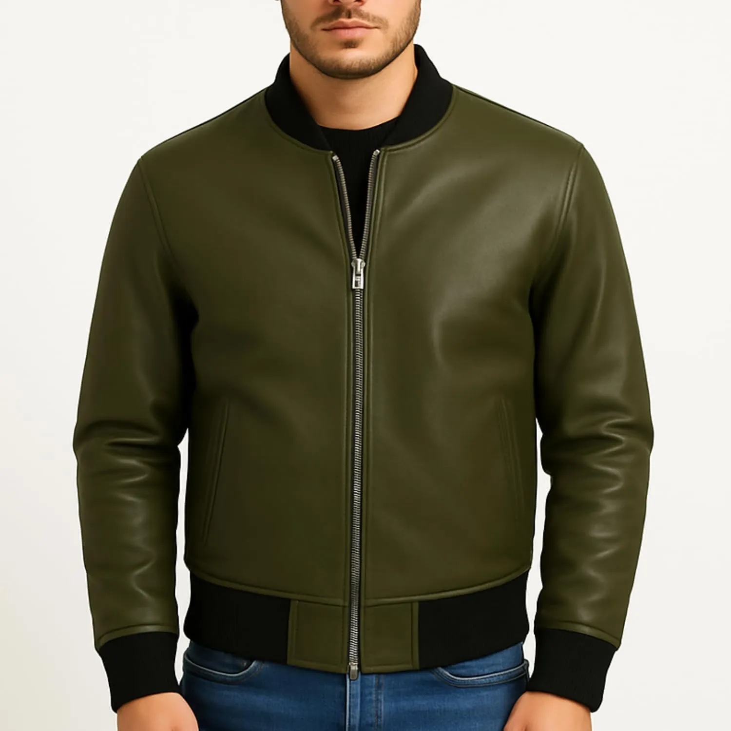 Premium Lambskin Leather Bomber Jacket for Men & Women  Trendy, Lightweight, Soft Real Leather with Relaxed Fit  All Season