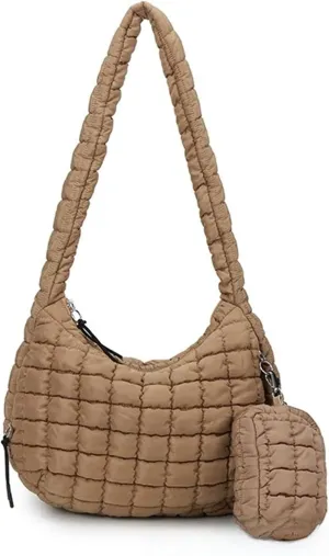 Puffer Tote Bag for Women Quilted Bubble Beach Crossbody Bag for Free people Large Shoulder Hobo Puffy Trendy Padding Handbag