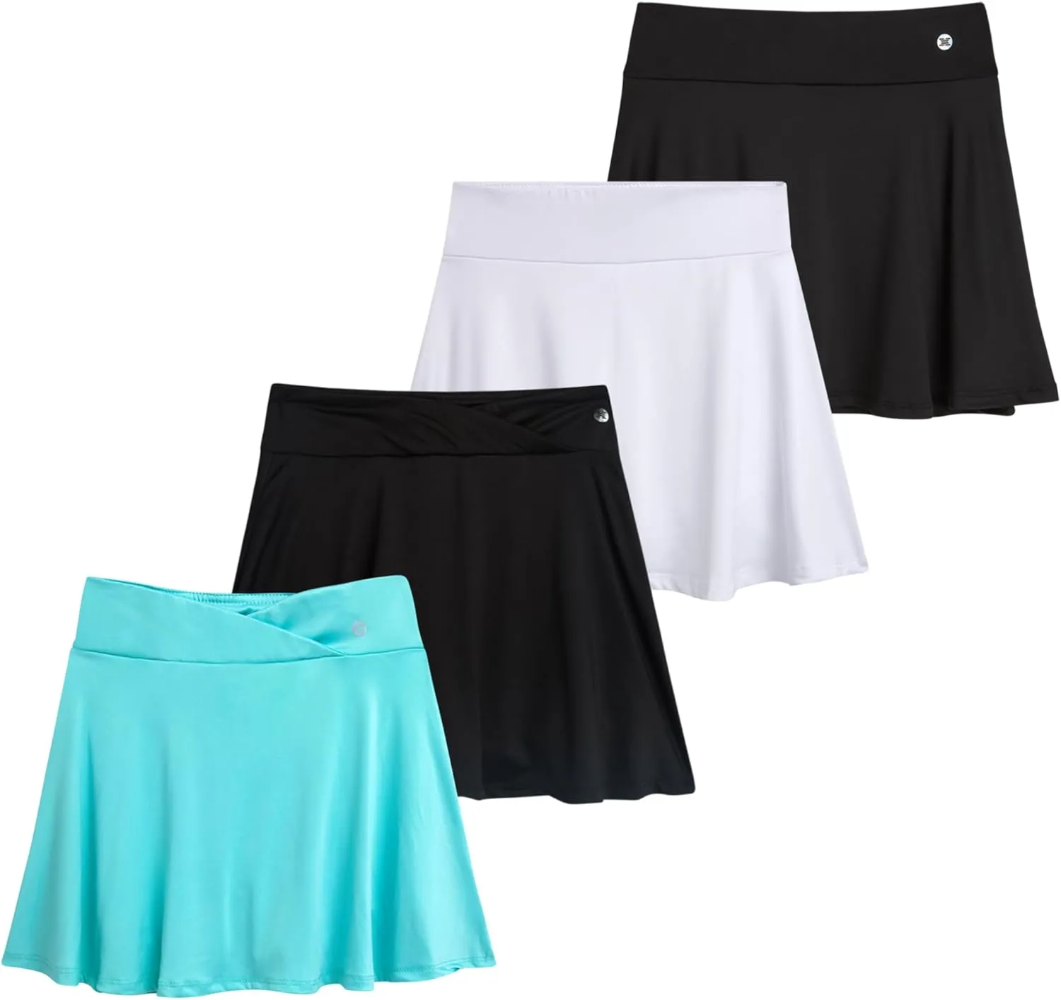 RBX Skorts for Girls - 4 Pack Pleated Athletic Tennis Skirts with Built-in Bike Shorts - Golf Outfits, School Uniform (7-16)