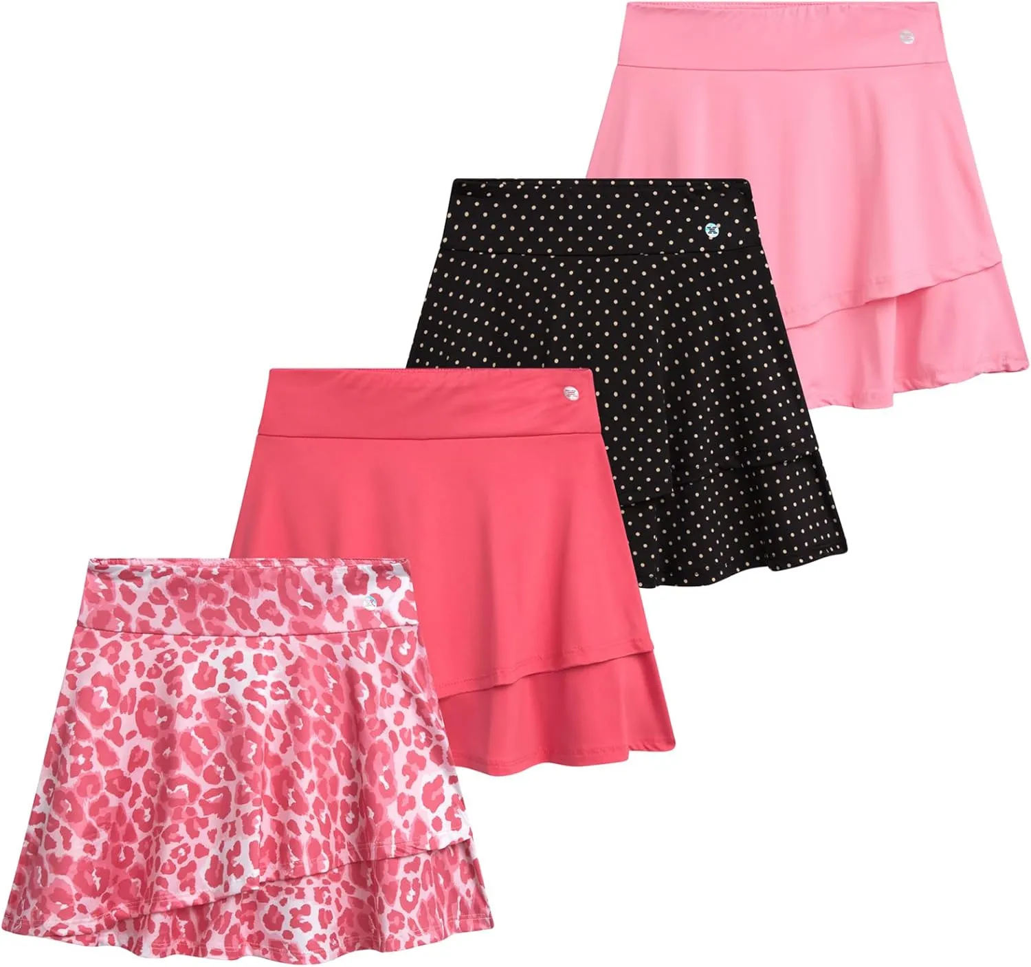 RBX Skorts for Girls - 4 Pack Pleated Athletic Tennis Skirts with Built-in Bike Shorts - Golf Outfits, School Uniform (7-16)