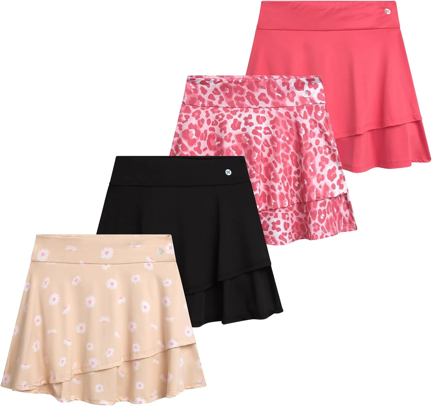 RBX Skorts for Girls - 4 Pack Pleated Athletic Tennis Skirts with Built-in Bike Shorts - Golf Outfits, School Uniform (7-16)
