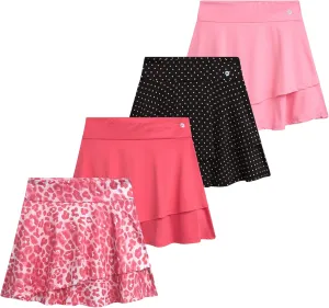 RBX Skorts for Girls - 4 Pack Pleated Athletic Tennis Skirts with Built-in Bike Shorts - Golf Outfits, School Uniform (7-16)
