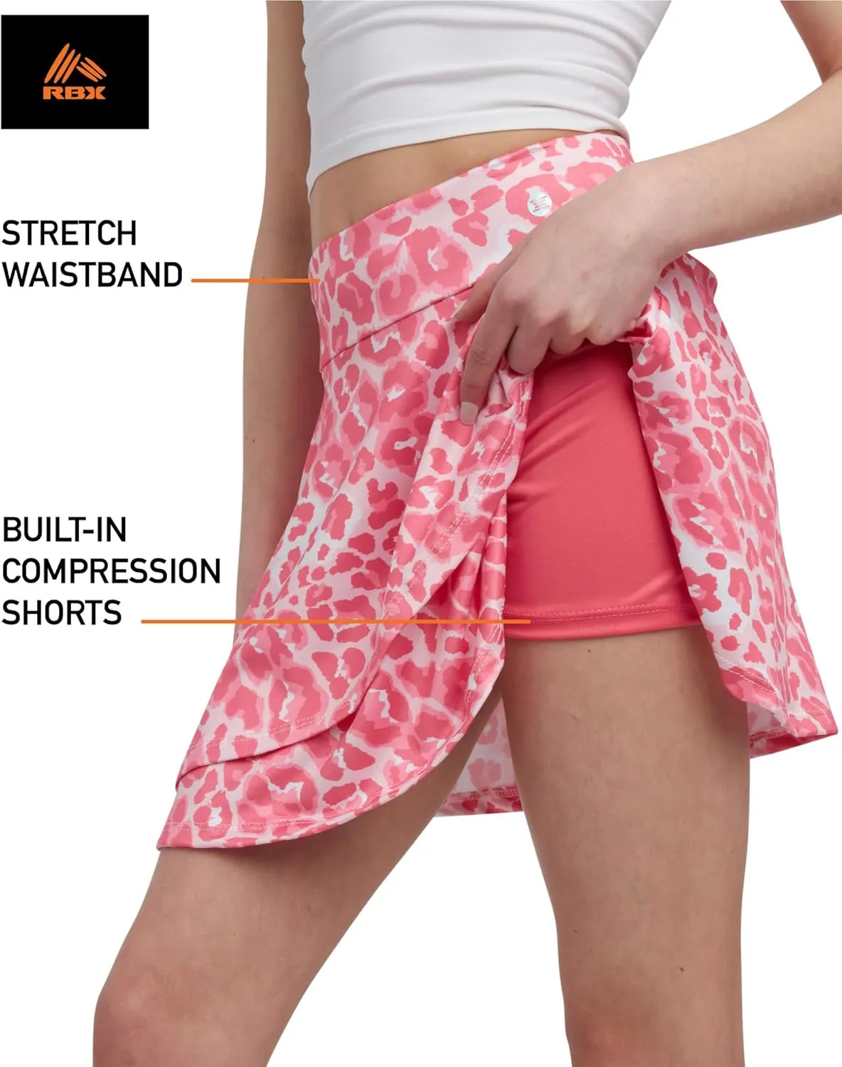 RBX Skorts for Girls - 4 Pack Pleated Athletic Tennis Skirts with Built-in Bike Shorts - Golf Outfits, School Uniform (7-16)
