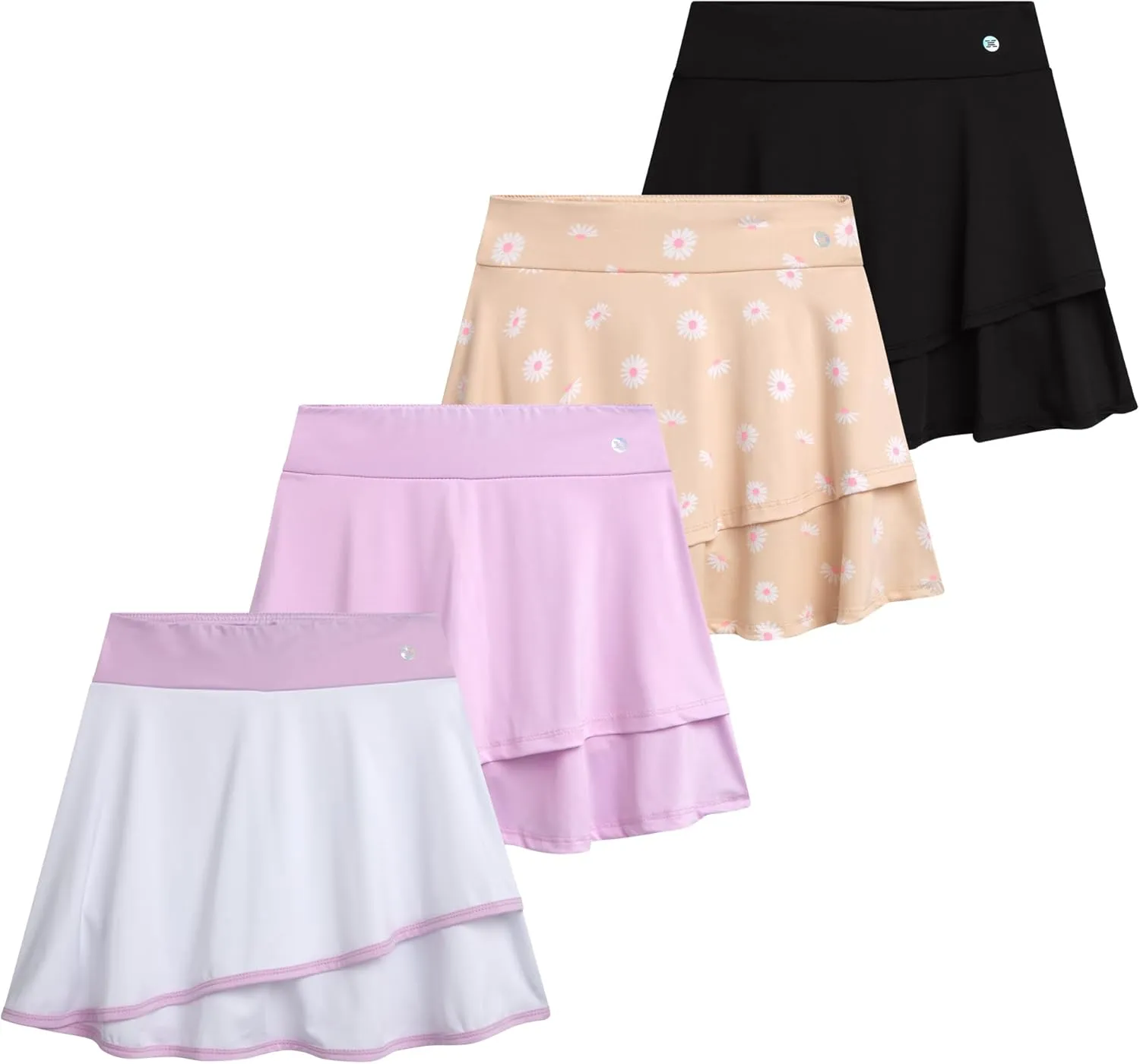 RBX Skorts for Girls - 4 Pack Pleated Athletic Tennis Skirts with Built-in Bike Shorts - Golf Outfits, School Uniform (7-16)
