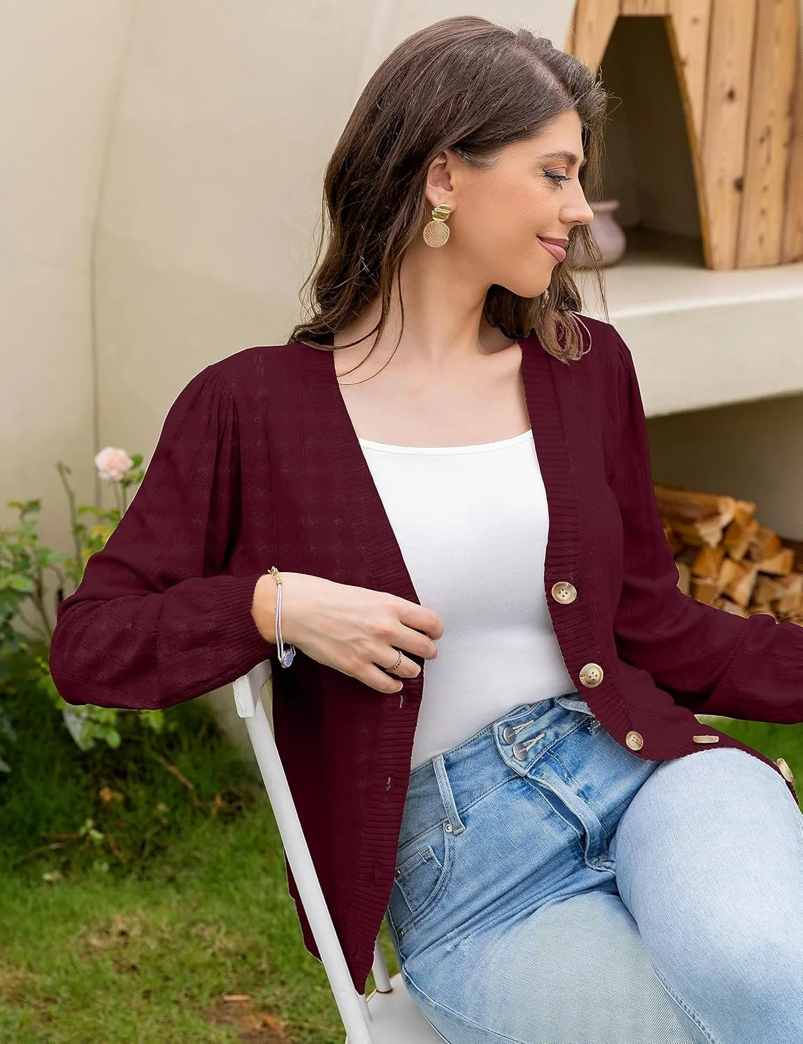 REDHOTYPE Women's Cardigans Button Down V Neck Casual Sweater Open Front Cardigan Sweaters