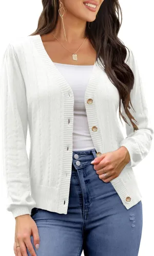 REDHOTYPE Women's Cardigans Button Down V Neck Casual Sweater Open Front Cardigan Sweaters