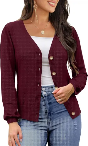 REDHOTYPE Women's Cardigans Button Down V Neck Casual Sweater Open Front Cardigan Sweaters