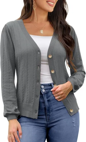 REDHOTYPE Women's Cardigans Button Down V Neck Casual Sweater Open Front Cardigan Sweaters