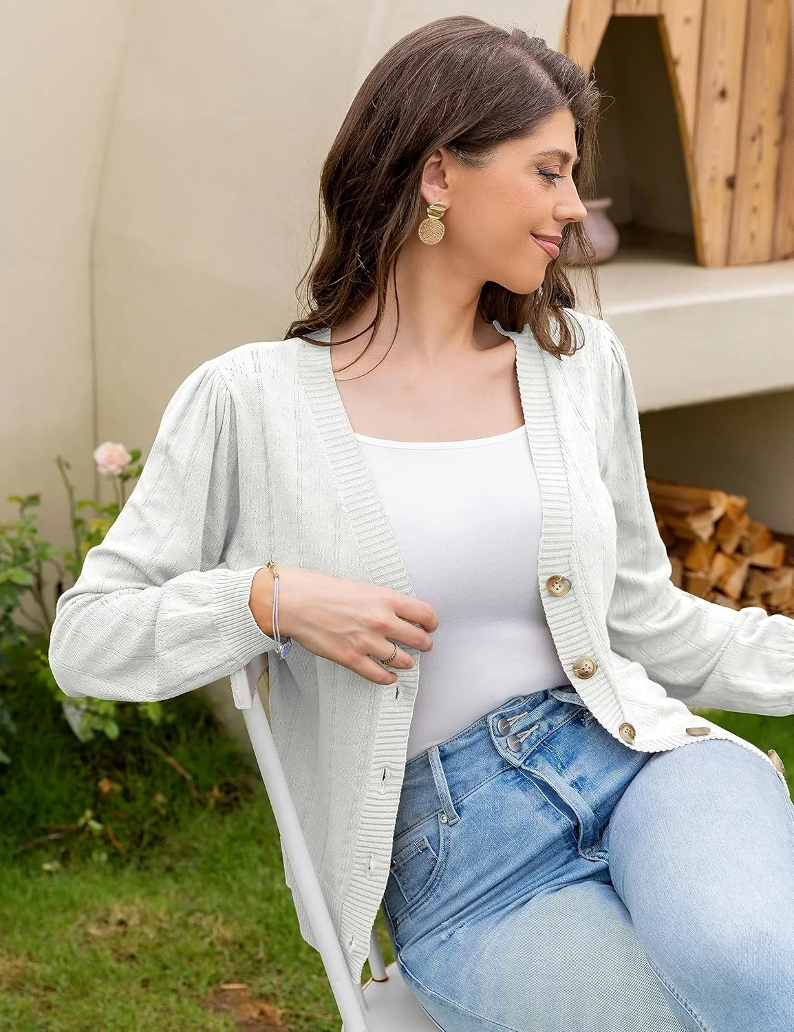 REDHOTYPE Women's Cardigans Button Down V Neck Casual Sweater Open Front Cardigan Sweaters