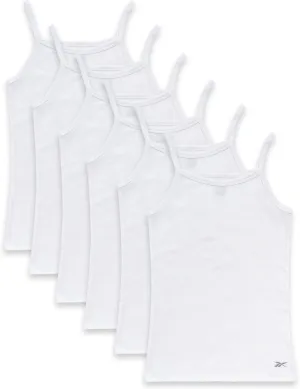 Reebok Girls' Camisole Undershirt - 3/6 Pack Super Soft Cotton Tank Tops Cami Undershirt - Breathable Girls Tank Tops (2T-16)