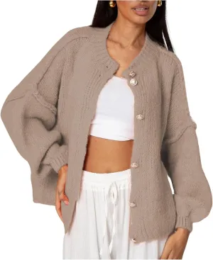 SeekMe Womens Cardigan Sweaters Casual Lightweight Long Sleeve Button Up Knit Oversized 2024 Fall Outwear