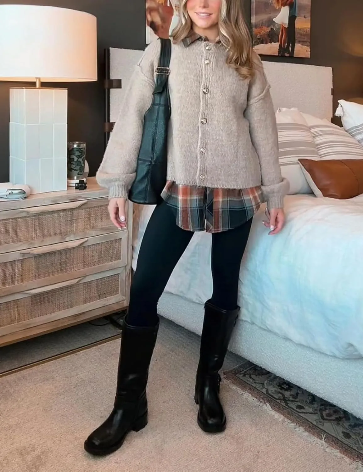 SeekMe Womens Cardigan Sweaters Casual Lightweight Long Sleeve Button Up Knit Oversized 2024 Fall Outwear