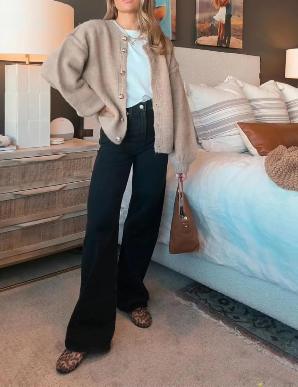 SeekMe Womens Cardigan Sweaters Casual Lightweight Long Sleeve Button Up Knit Oversized 2024 Fall Outwear