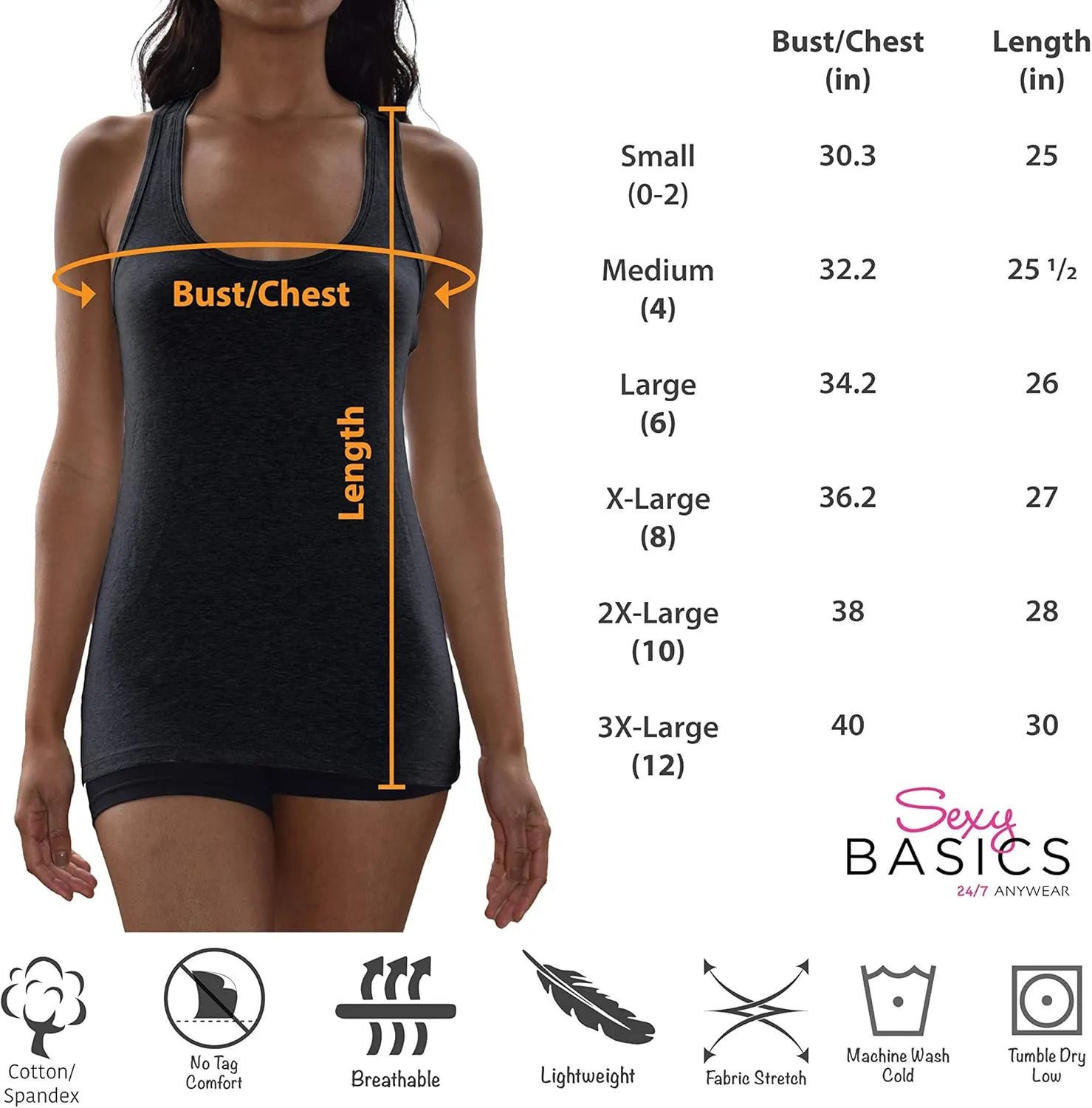 Sexy Basics Women's 12 Pack Racer Back Tank Tops/Cotton -Spandex Stretch Color Tanks