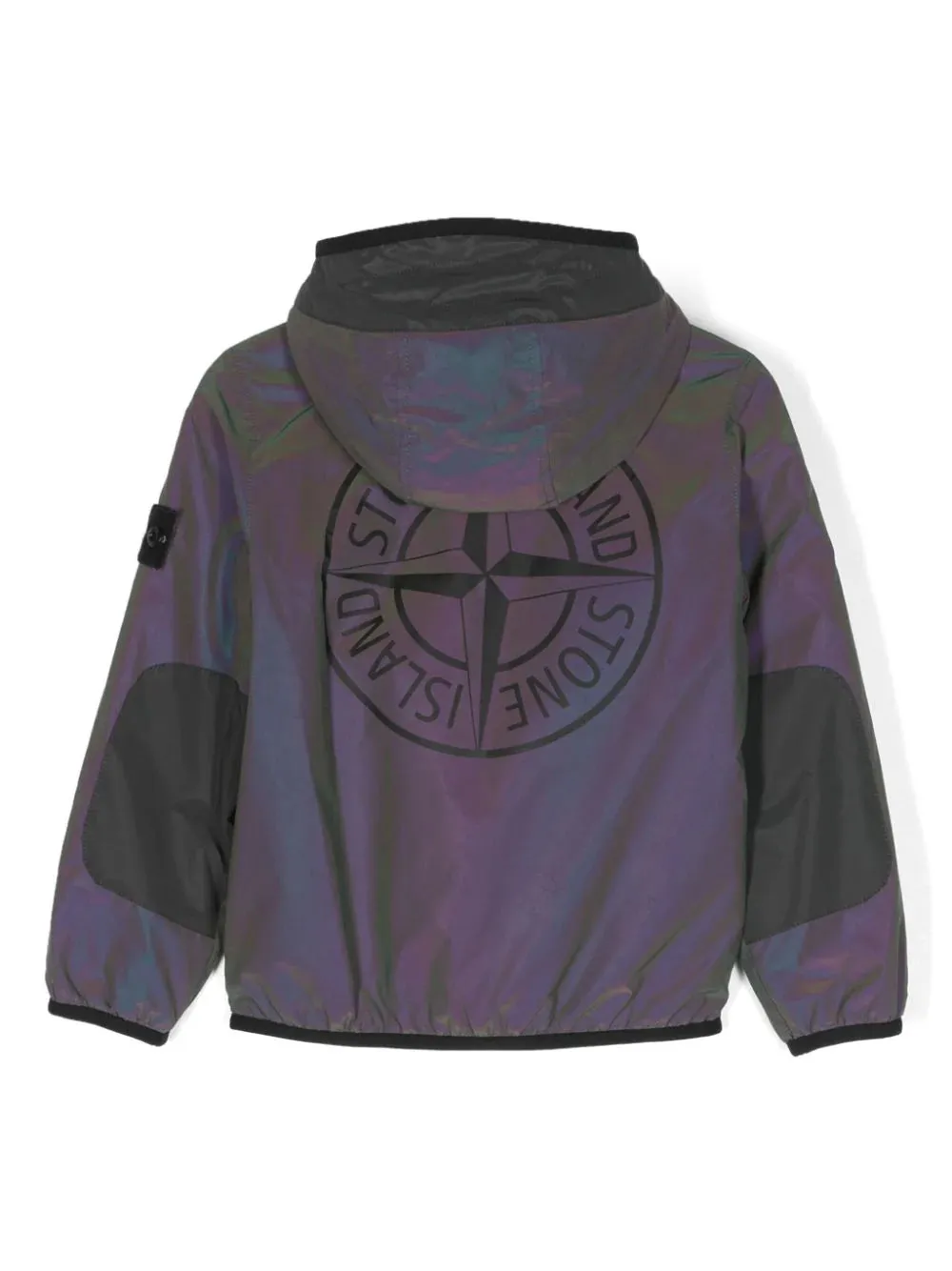 STONE ISLAND KIDS Compass-Print Reflective Insulated Hooded  Jacket Green Purple