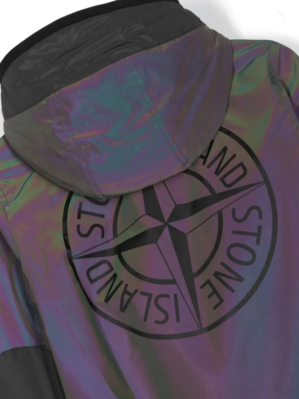 STONE ISLAND KIDS Compass-Print Reflective Insulated Hooded  Jacket Green Purple