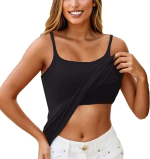 Tank Top with Built in Bra for Women Adjustable Spaghetti Strap Camisole Tops Workout Shelf Bra Tank Tops Basic Undershirts