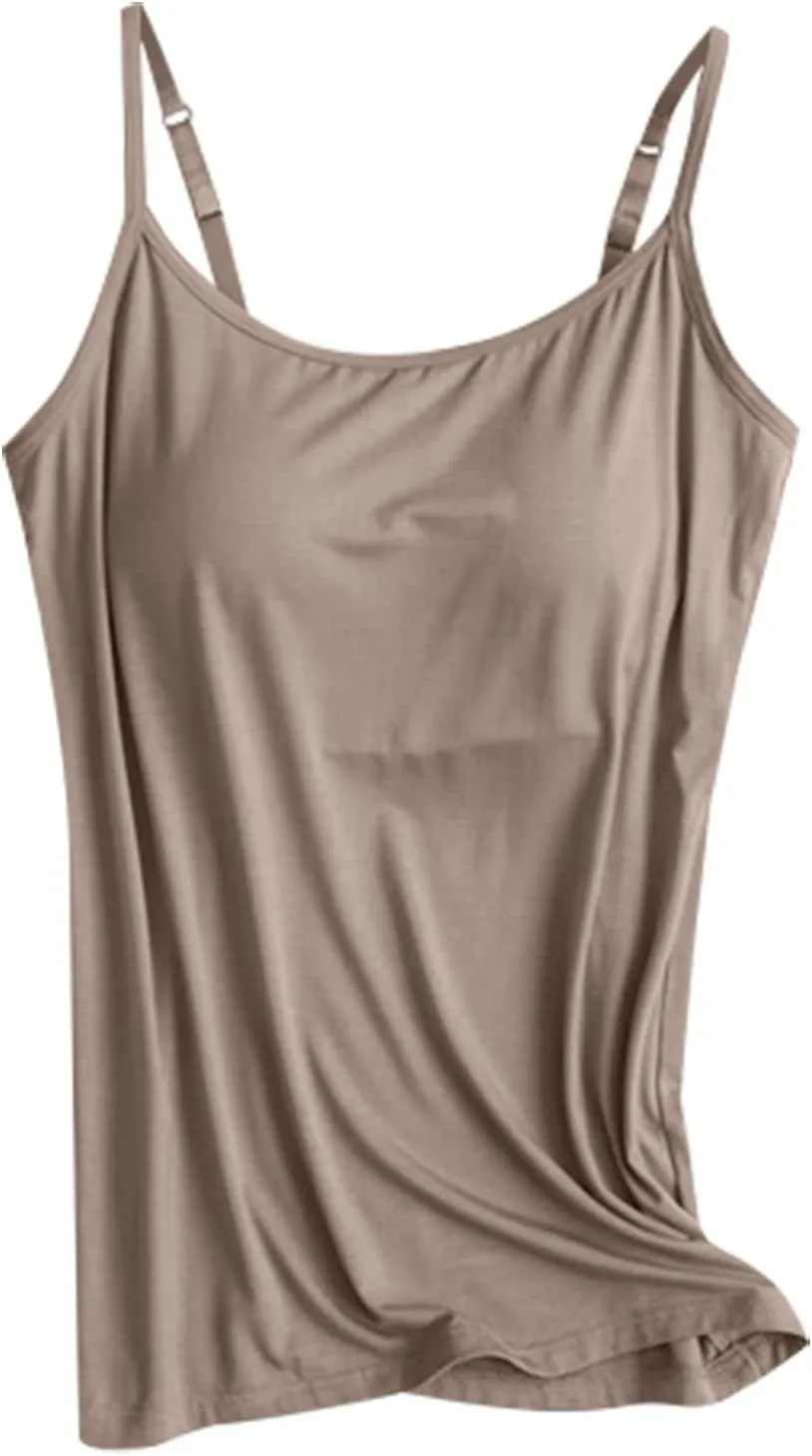 Tank Top, with Built in Bra Sports 2025 Summer Spaghetti Strap Camisoles Cami Sleeveless Trendy Lingerie