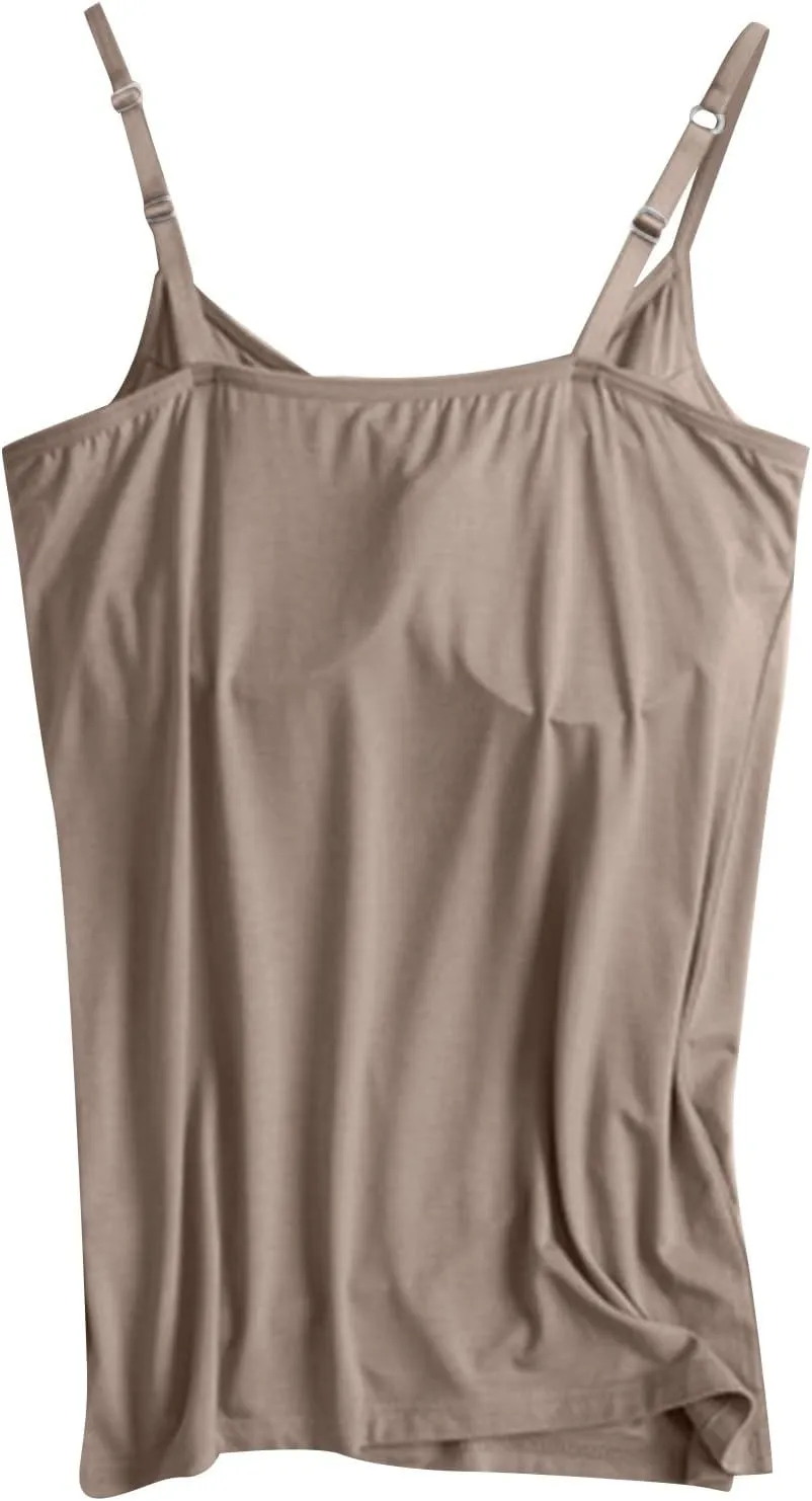 Tank Top, with Built in Bra Sports 2025 Summer Spaghetti Strap Camisoles Cami Sleeveless Trendy Lingerie