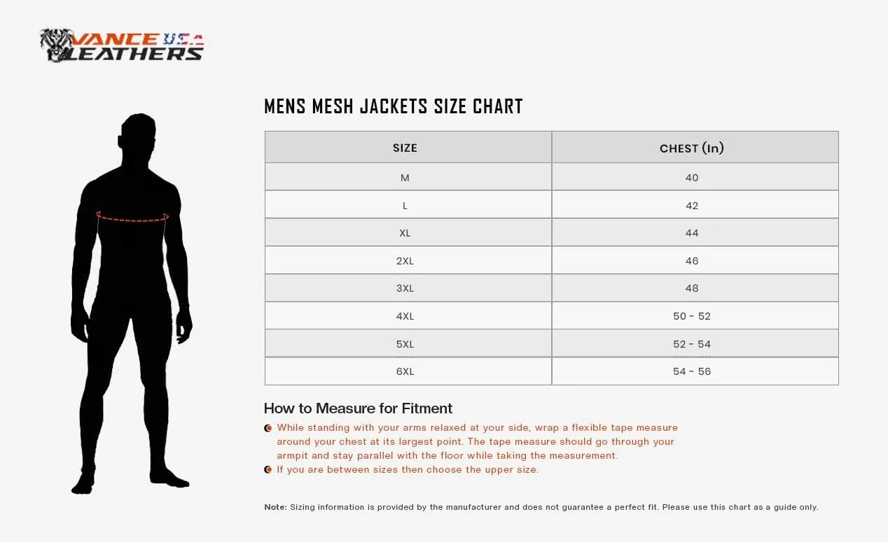 Vance Leather Mens Advanced All-Season Reflective Mesh & Textile Motorcycle Jacket w/CE Armor & Removable Liner