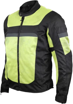Vance Leather Mens Advanced All-Season Reflective Mesh & Textile Motorcycle Jacket w/CE Armor & Removable Liner