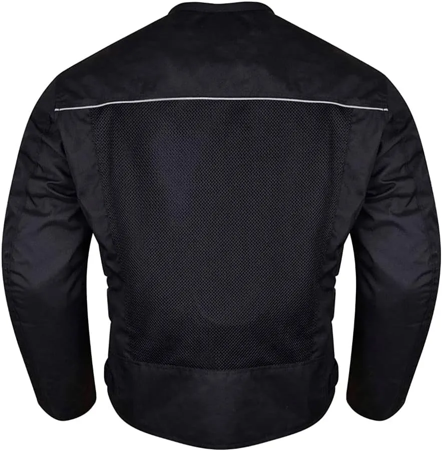Vance Leather Mens All-Season Reflective Mesh & Textile Motorcycle Jacket w/CE Armor & Removable Liner