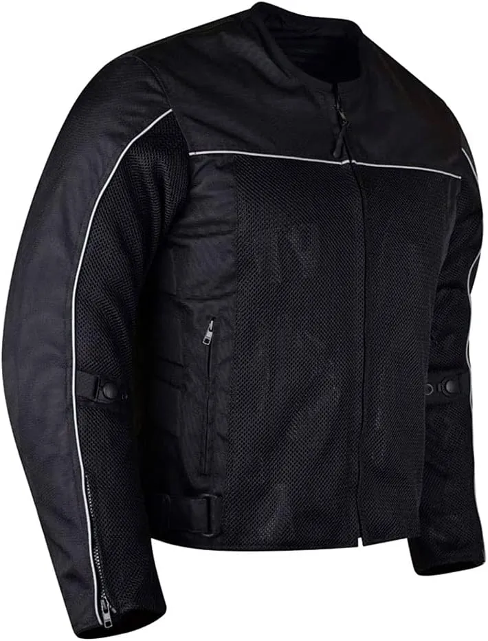 Vance Leather Mens All-Season Reflective Mesh & Textile Motorcycle Jacket w/CE Armor & Removable Liner