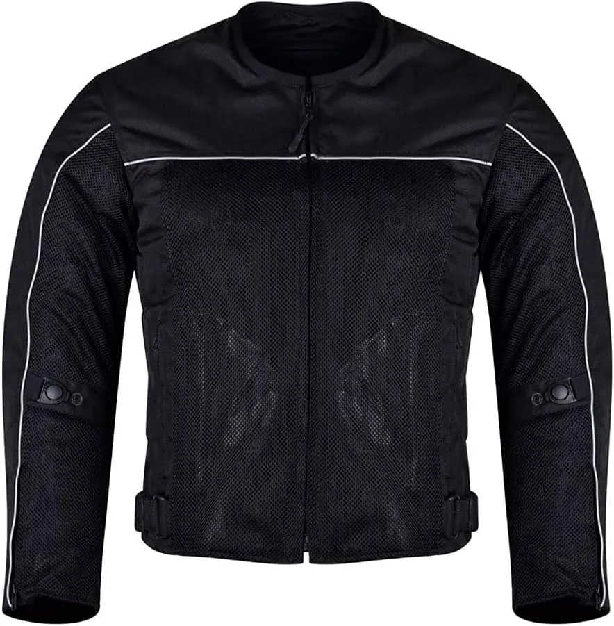 Vance Leather Mens All-Season Reflective Mesh & Textile Motorcycle Jacket w/CE Armor & Removable Liner