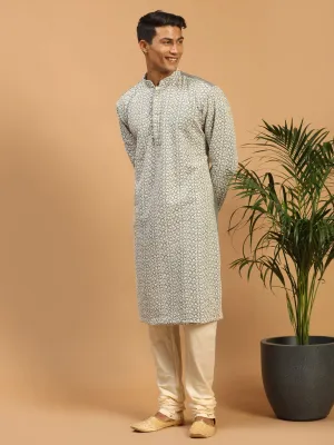 Vastramay Grey Chikankari Kurta Pyjama Set