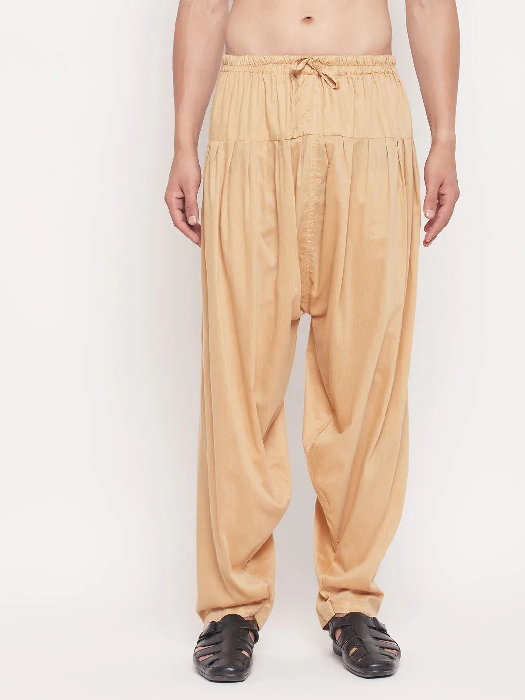 VASTRAMAY Men's Rose Gold Cotton Blend Patiala Pyjama