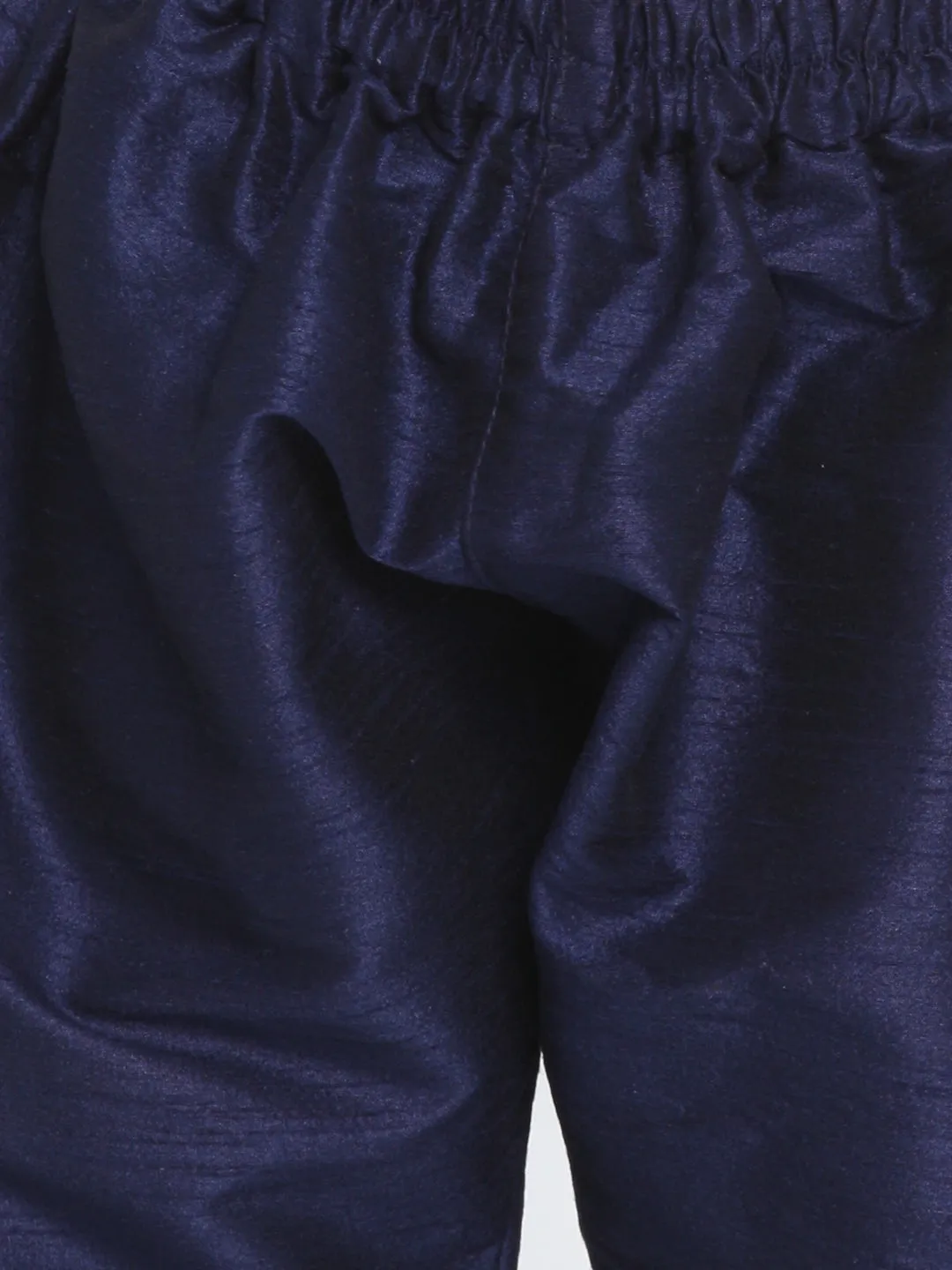 Vastramay Silk Blend Navy Blue Baap Beta Kurta Pyjama Set