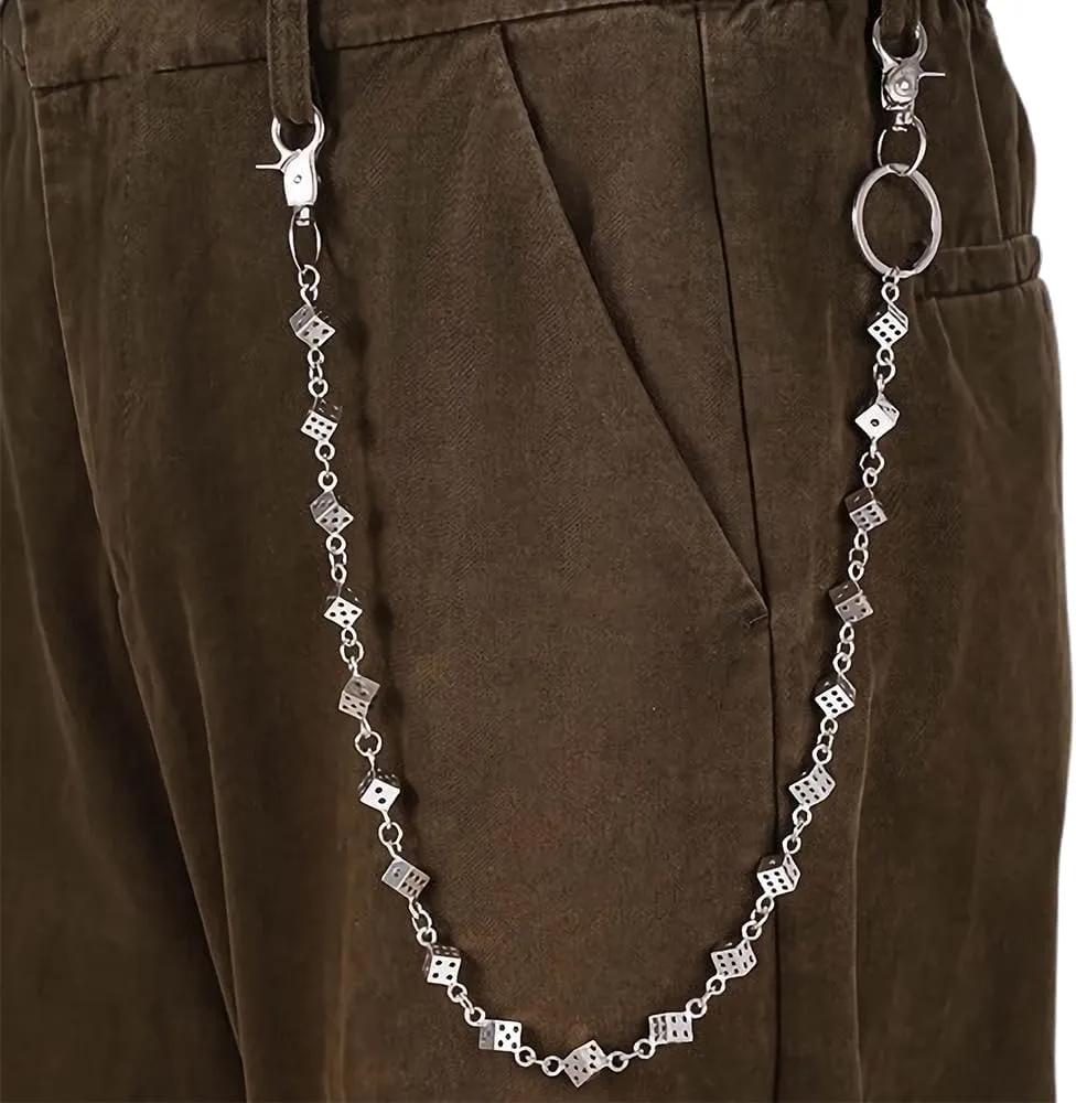 Wallet Dice Chain - Punk Hip Hop Unisex Waist Accessory for Pants/Wallet/Keyring, Gothic Jeans Pocket Chain for All Season Wear