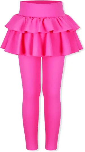 WELAKEN Girls' Skirted Leggings Kid Athletic Stretchy Workout Yoga Pants