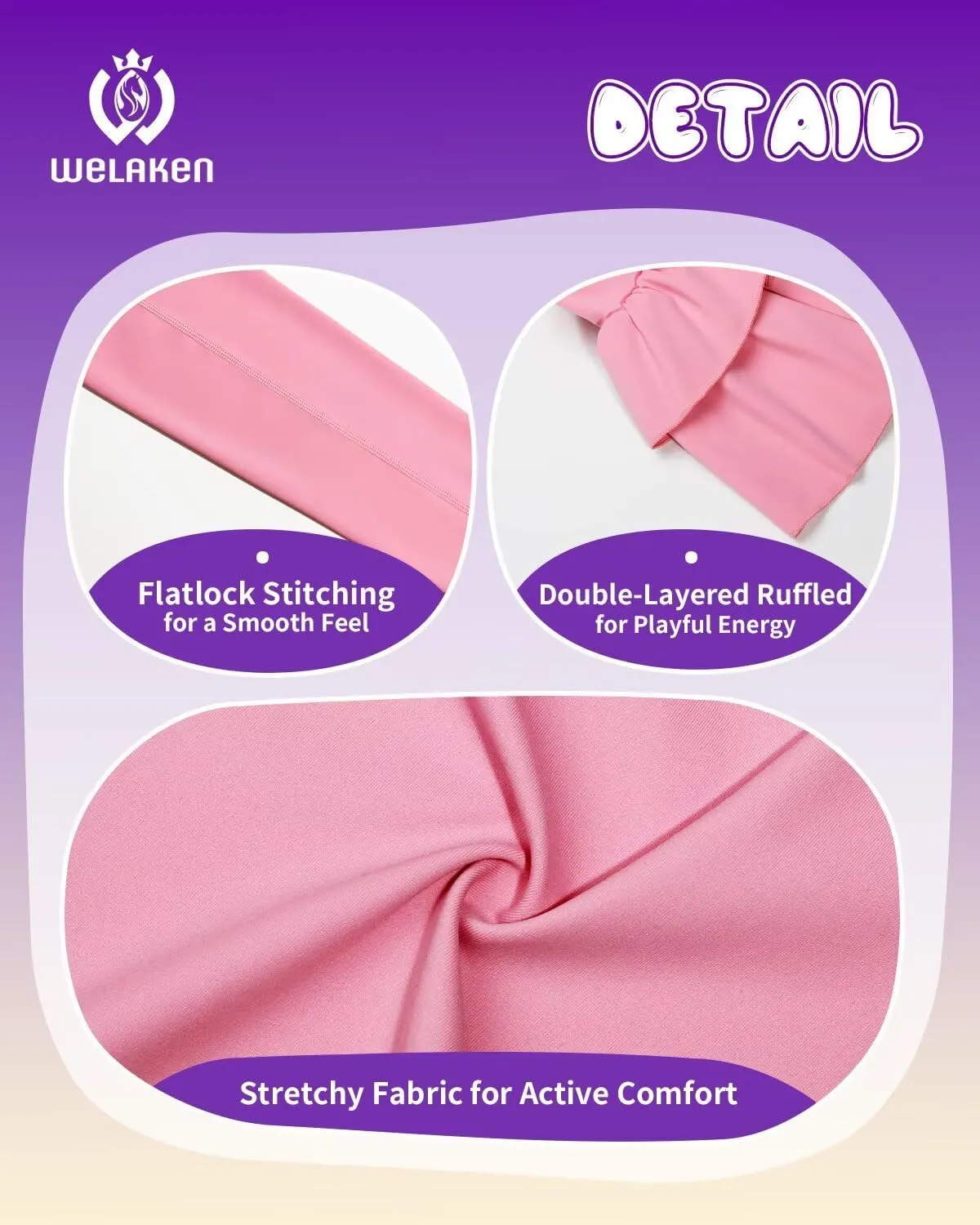 WELAKEN Girls' Skirted Leggings Kid Athletic Stretchy Workout Yoga Pants