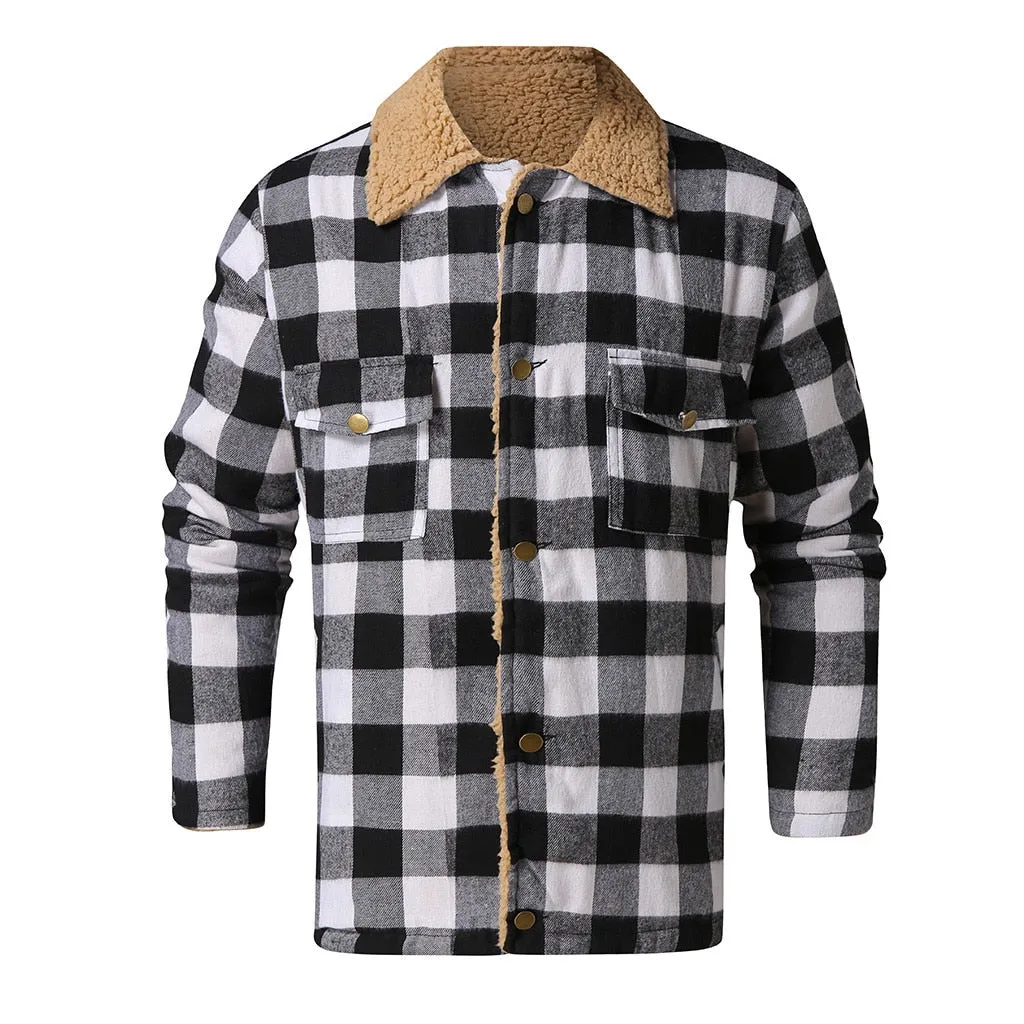 West Louis Fashion Winter Plaid Black&White Jacket