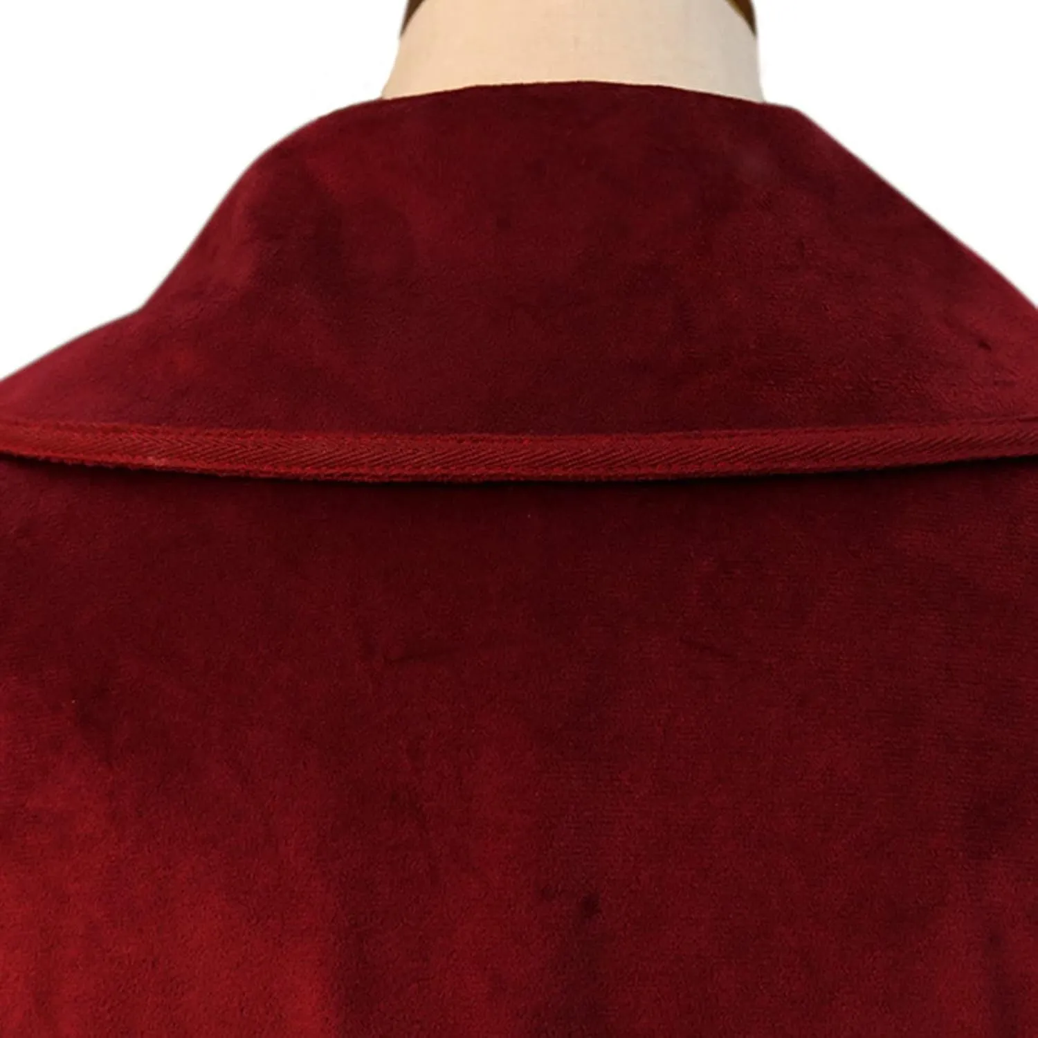 Women Light Weight Thin Vintage Slim Medieval Retro Halloween&Christmas Asymmetric Long Velvet Blazers Coat (Red, XXL)