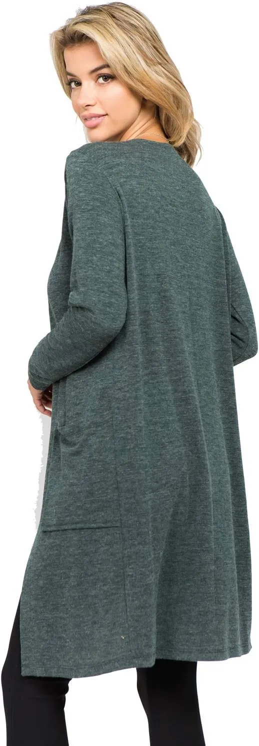 Women's Casual Lightweight Open Front Drape Cardigan with Pockets