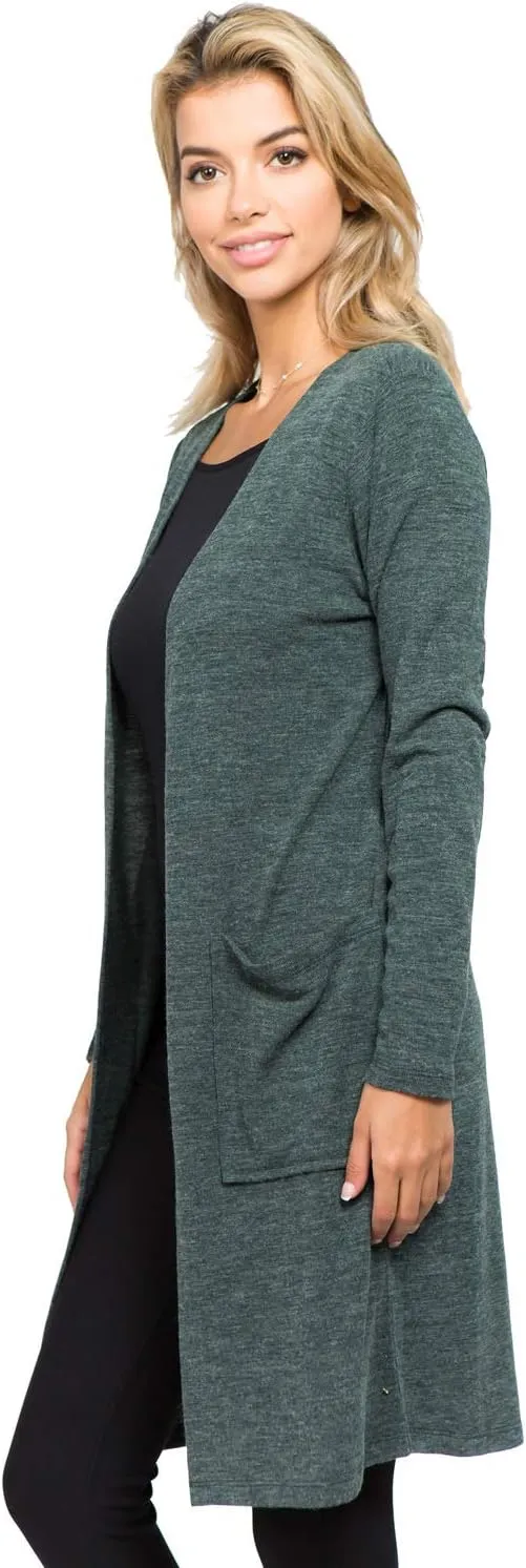 Women's Casual Lightweight Open Front Drape Cardigan with Pockets