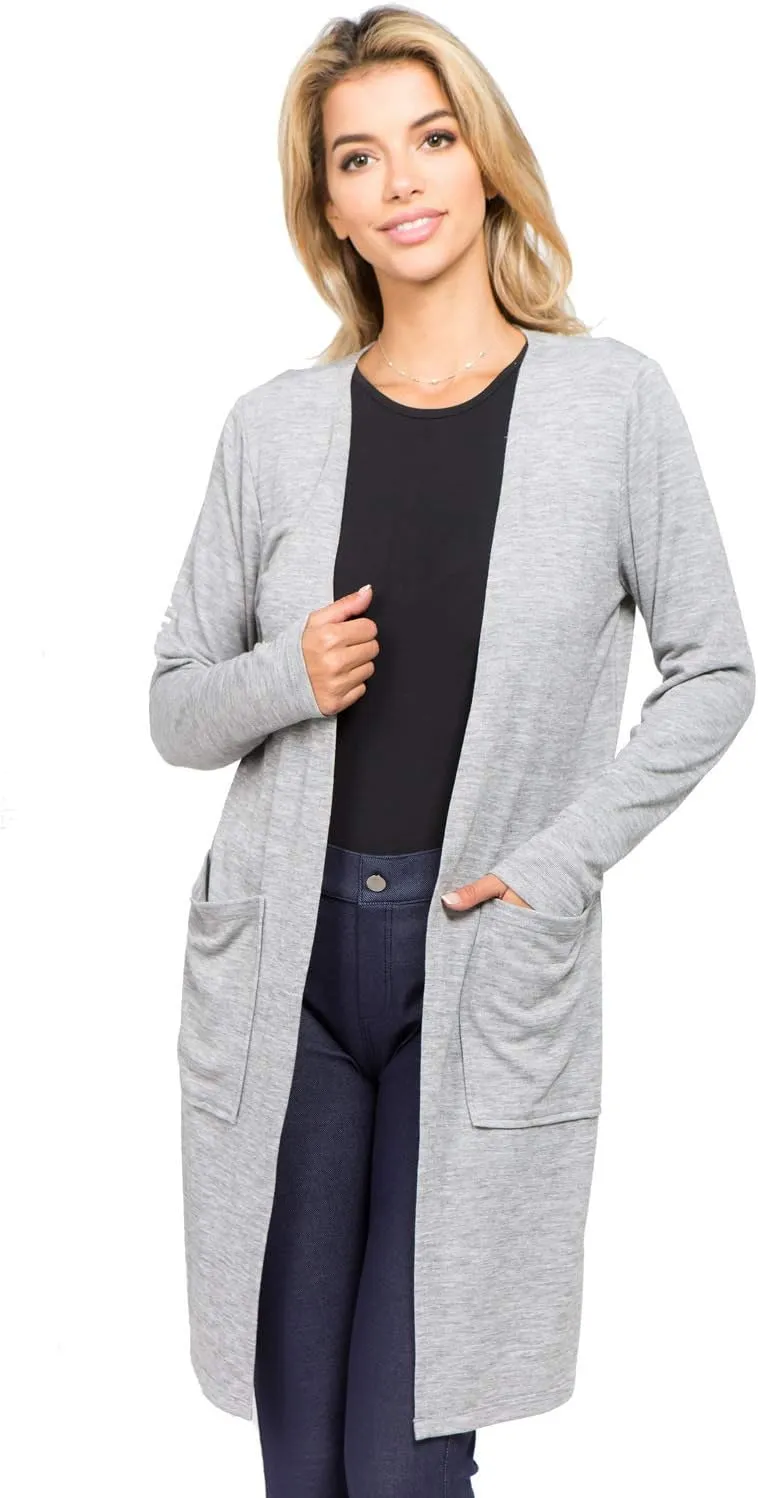 Women's Casual Lightweight Open Front Drape Cardigan with Pockets
