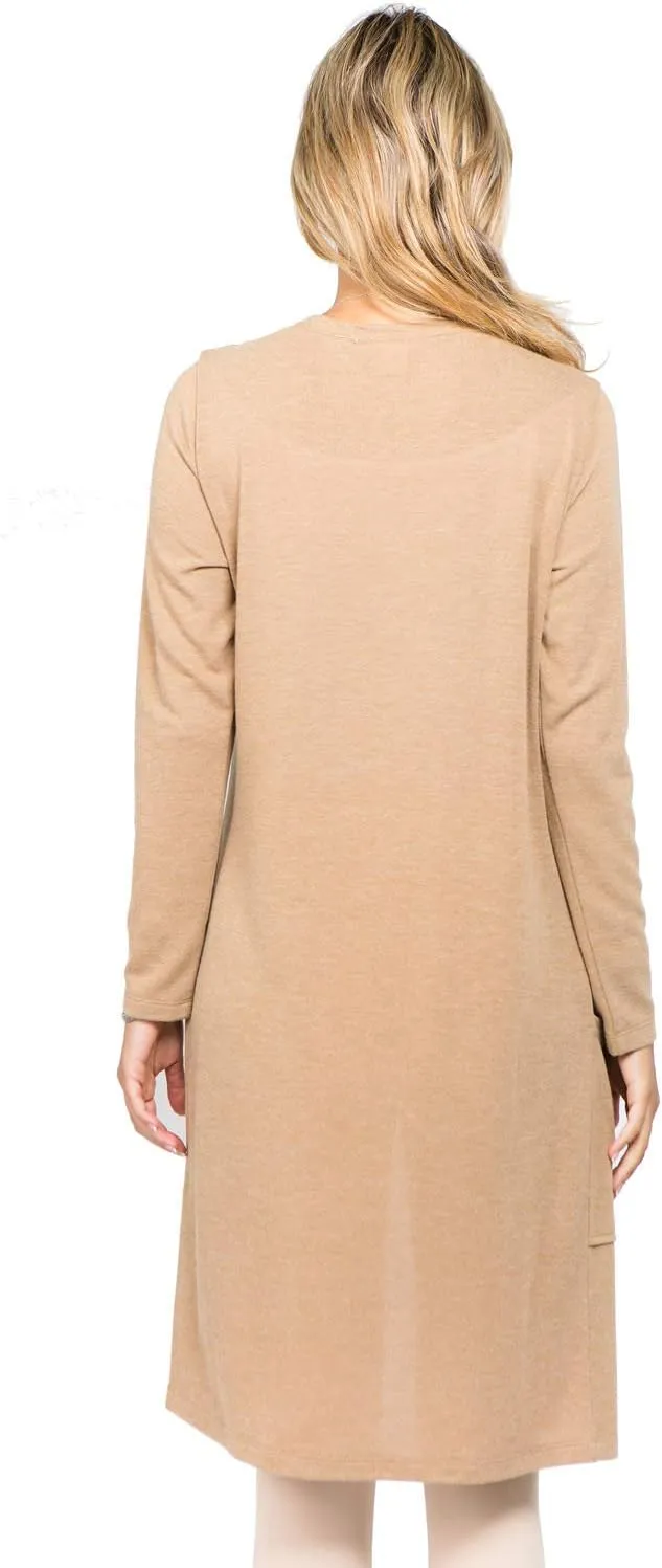Women's Casual Lightweight Open Front Drape Cardigan with Pockets