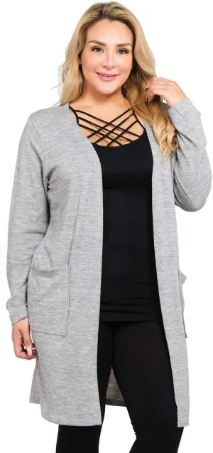 Women's Casual Lightweight Open Front Drape Cardigan with Pockets