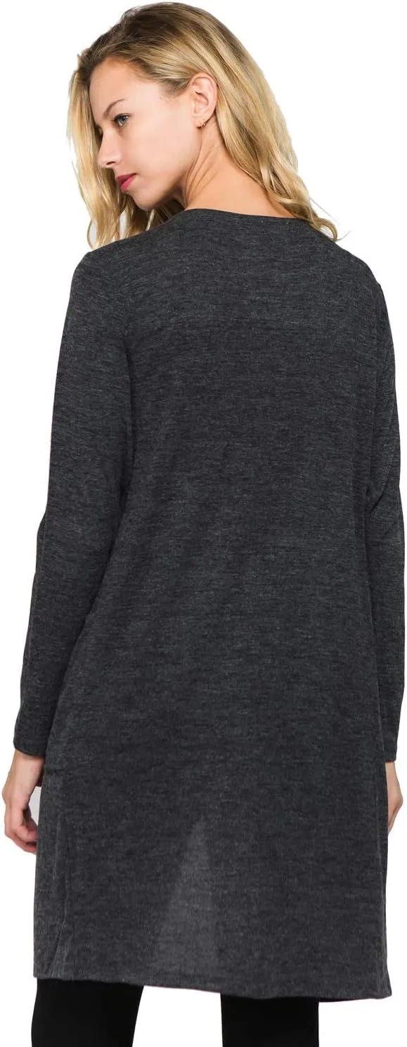 Women's Casual Lightweight Open Front Drape Cardigan with Pockets